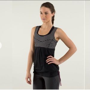 Lululemon Tame Me Black White Striped Tank